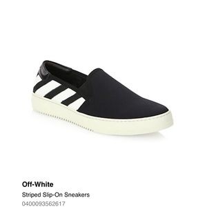 Off-White Striped Slip-On Sneakers
